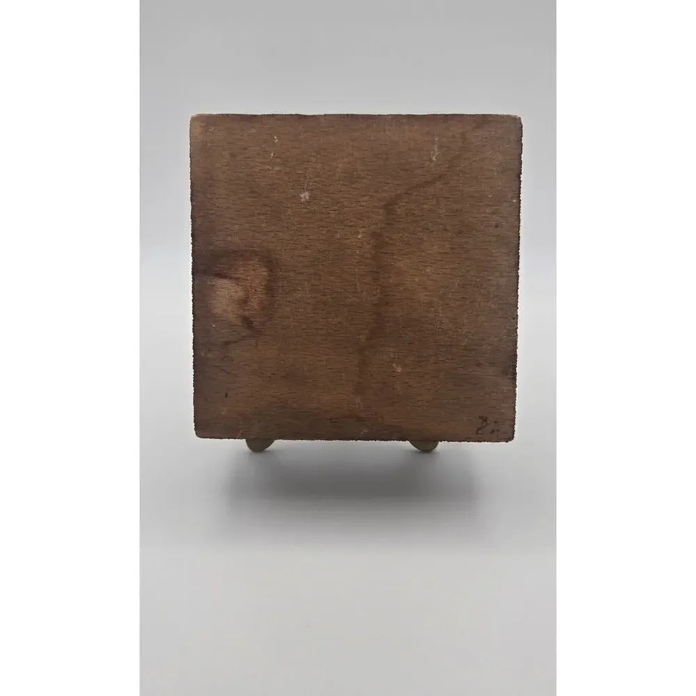 Vintage Wooden Pyrography Cigarette Box Pre-Loved